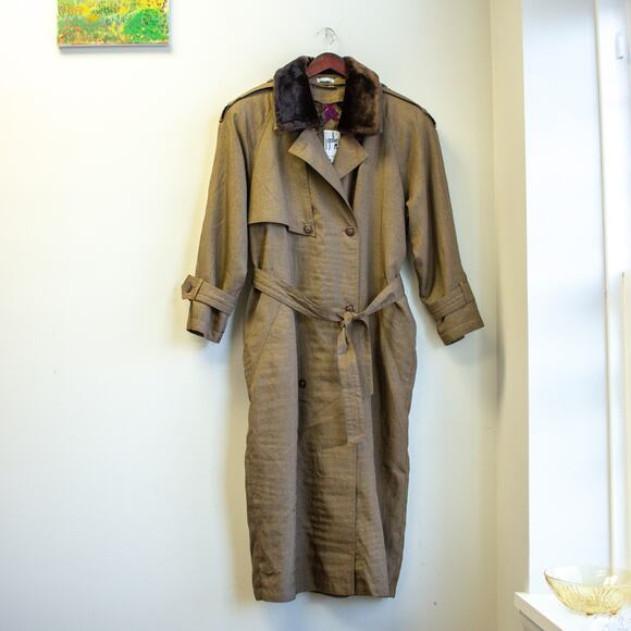 Vintage J. Gallery Lined Trench Coat Size 8 - Picture 1 of 9